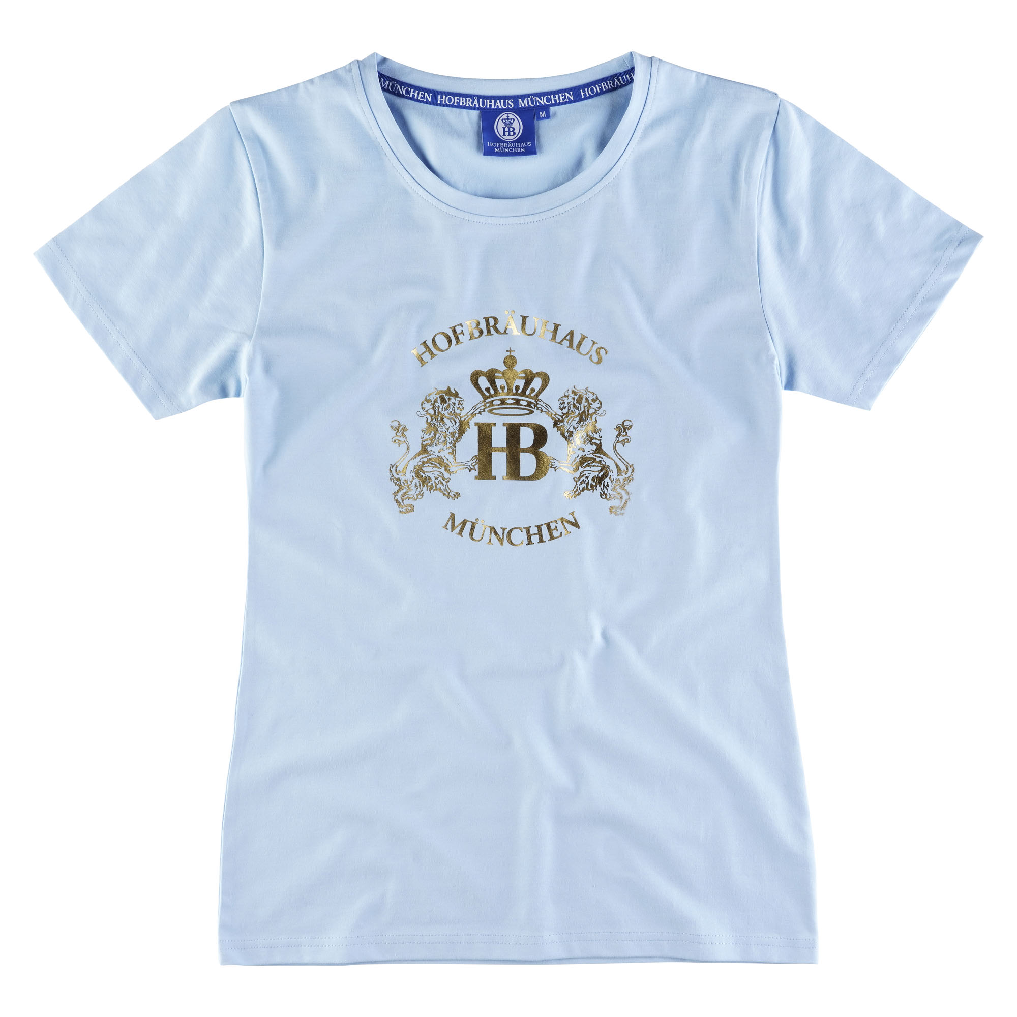 T-Shirt Damen Löwin hellblau/gold
