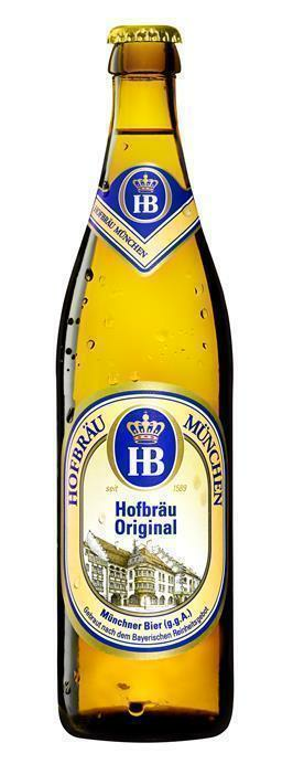 Geschenkpaket Biergarten Bierflasche Hofbräu München Original mit blau-goldenem Etikett und HB-Logo