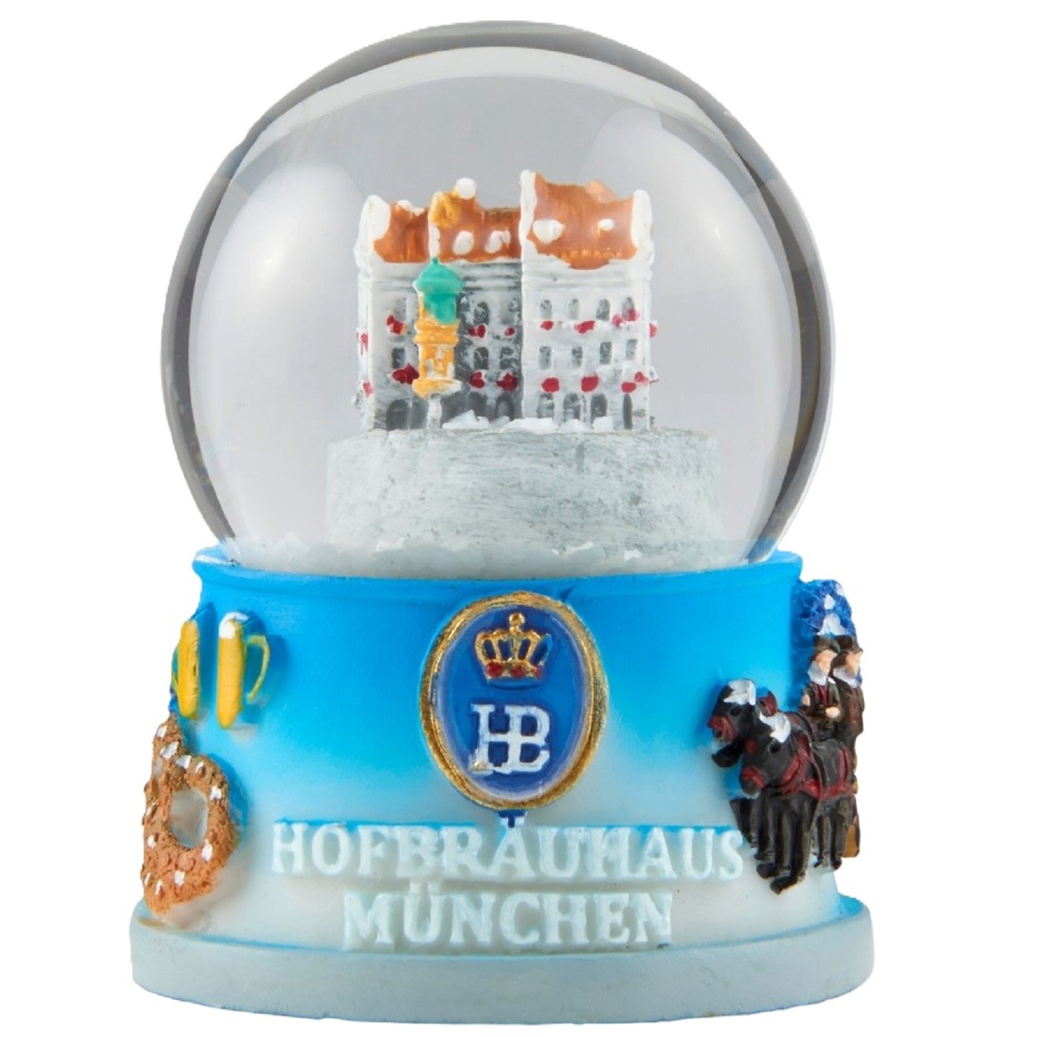 Schneekugel mit Hofbräuhaus München Motiv und Logo