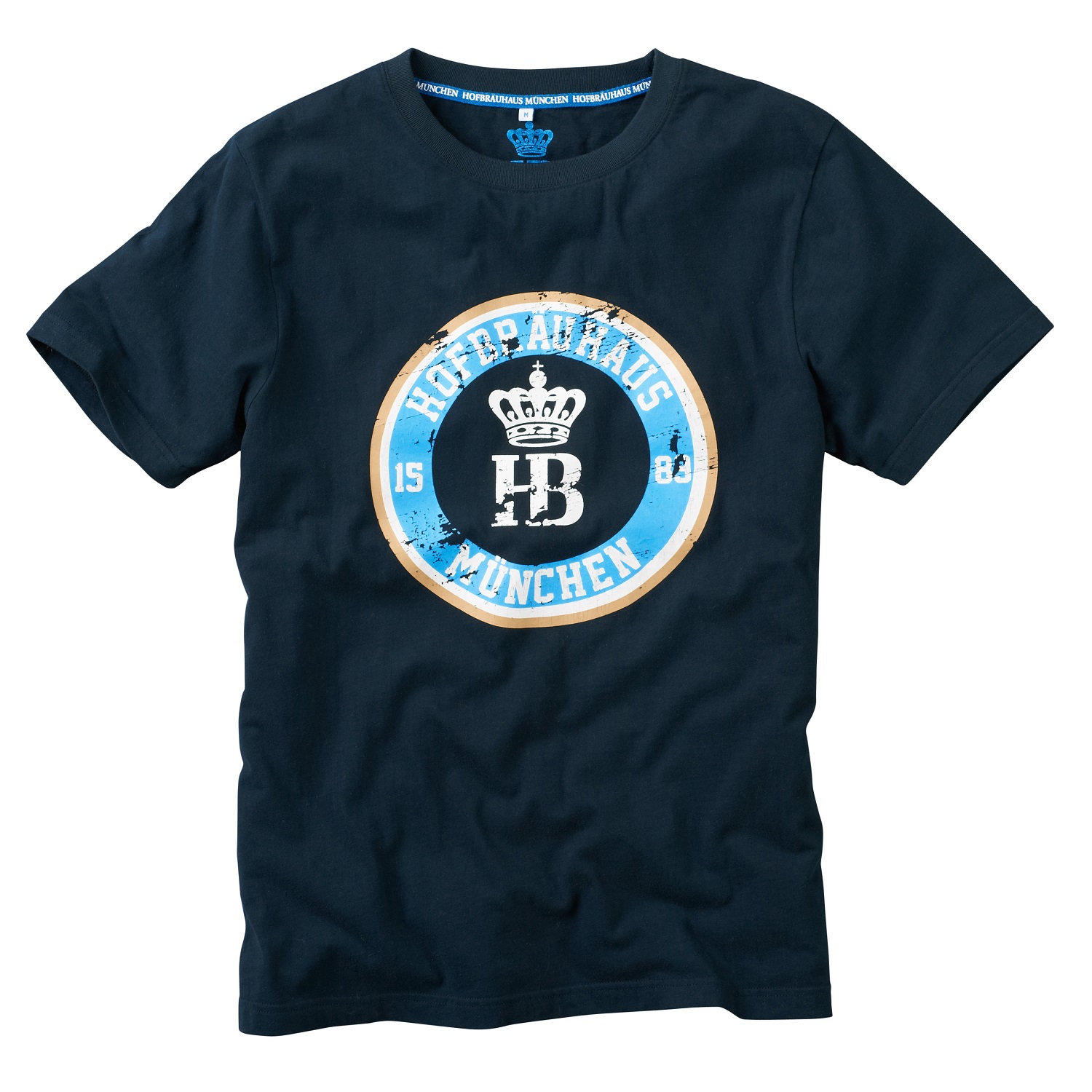 Herren T-shirt in marine mit HB Logo im Vintagestil mit hellblauer Umrandung