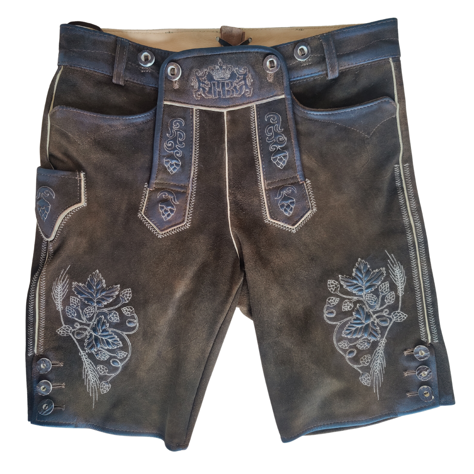 Lederhose Hofbräuhaus Kurz Braun 46