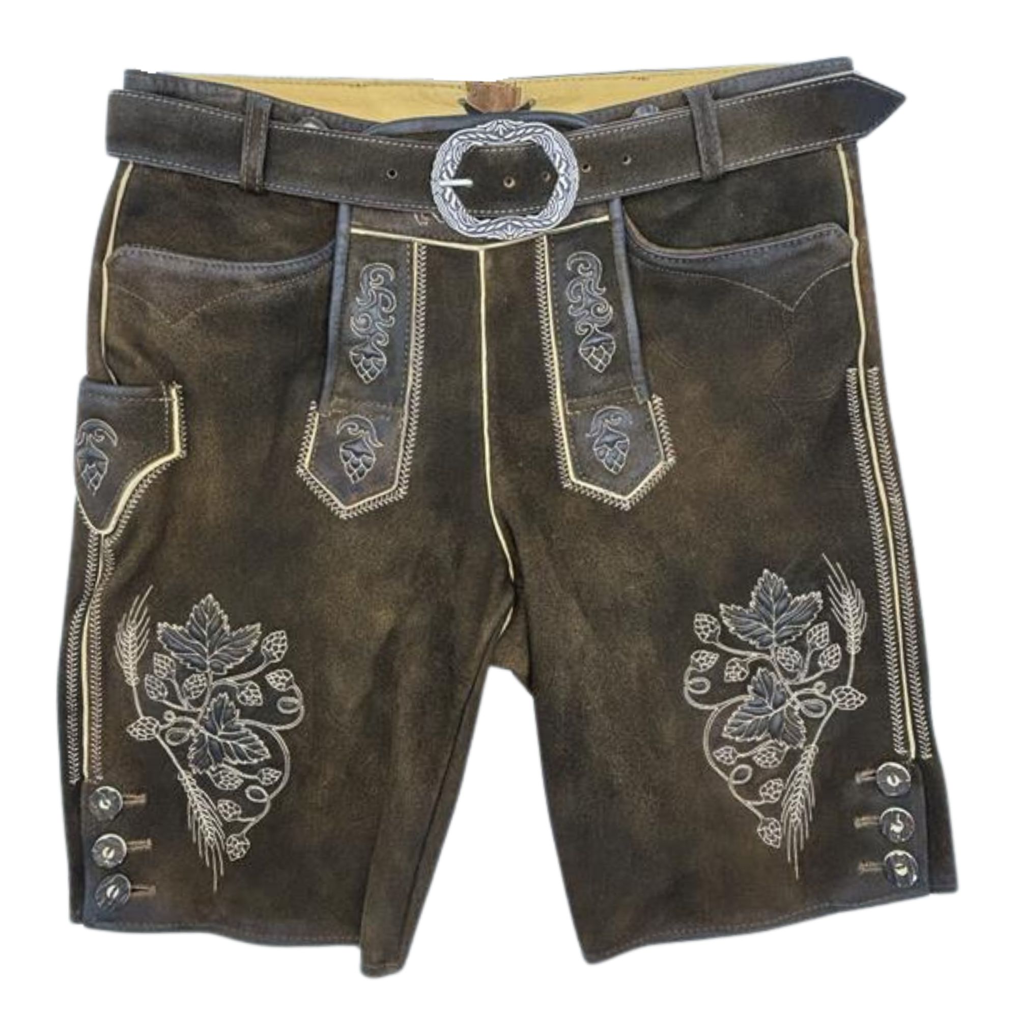 Lederhose Hofbräuhaus Kurz Braun 46
