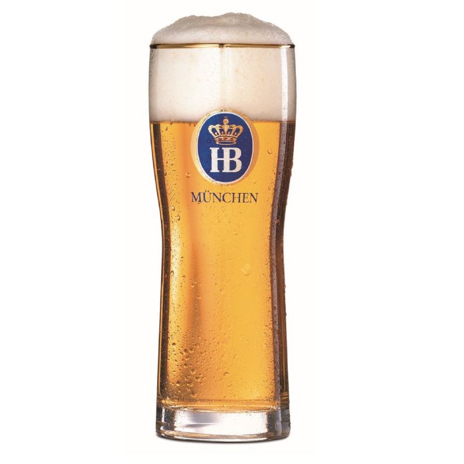 Munich Original gift package Gefülltes Bierglas mit Schaumkrone und blauem HB-München-Logo auf der Vorderseite