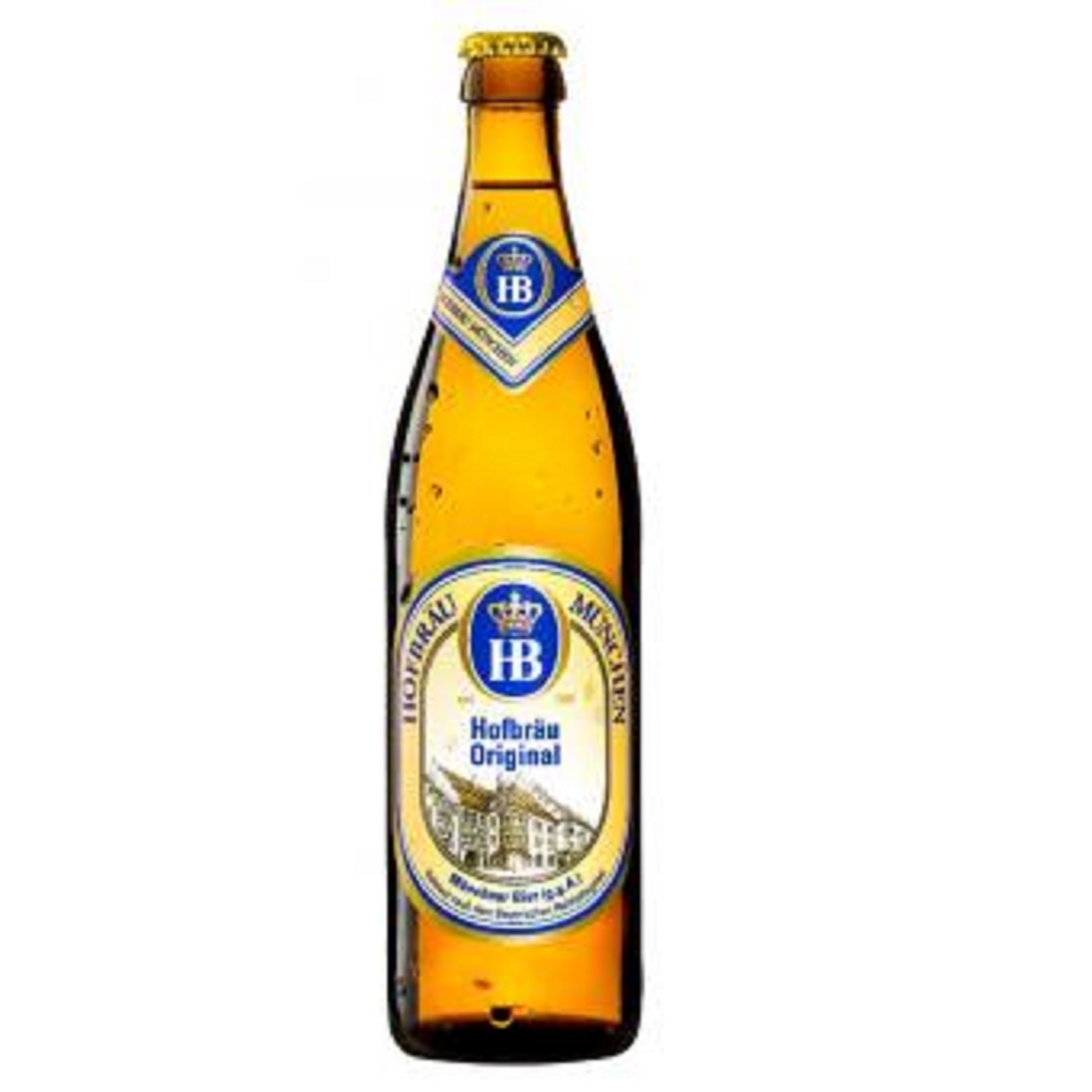 Munich Original gift package 0,5 Liter Flasche Hofbräu Original mit blau-goldenem Etikett und HB-Logo